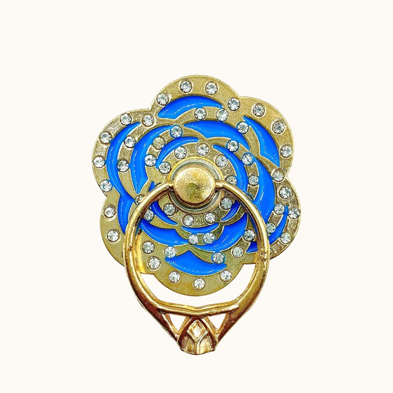 

Rhinestone Decor Flower Shaped Phone Ring, Blue