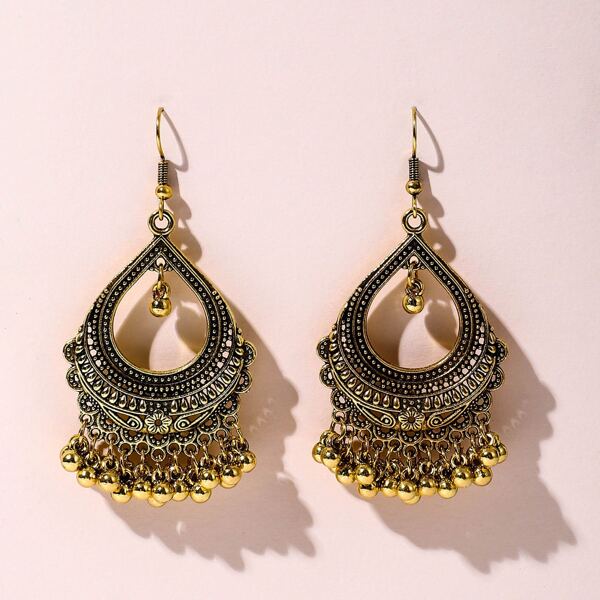 

Round Ball Tassel Drop Earrings, Bronze