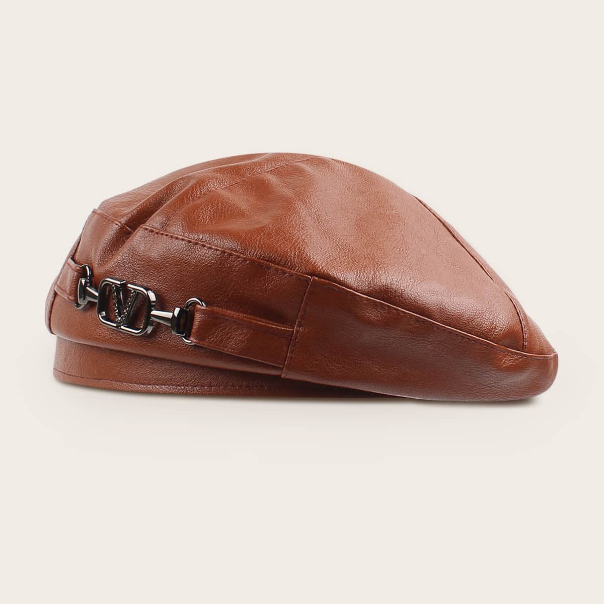 

PU Leather Beret, Brown