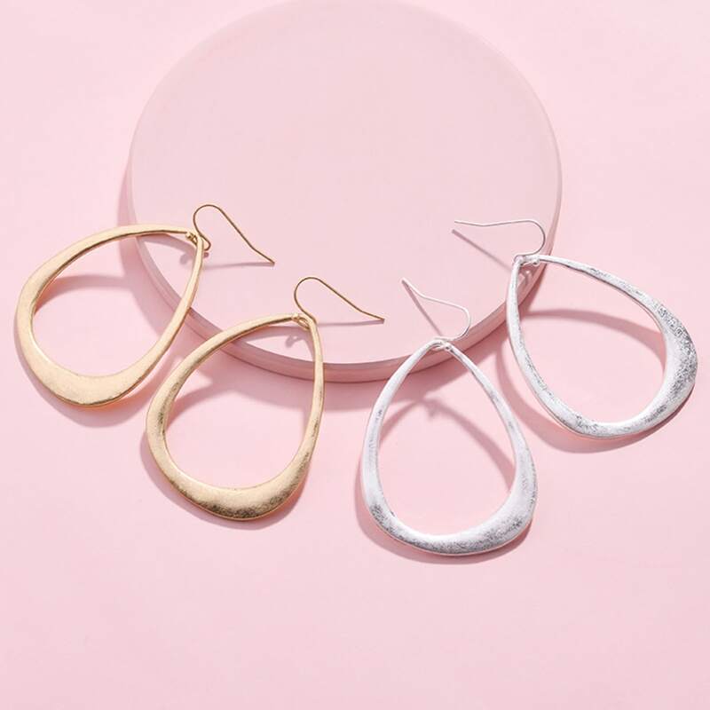 

2pairs Metal Waterdrop Drop Earrings, Multicolor