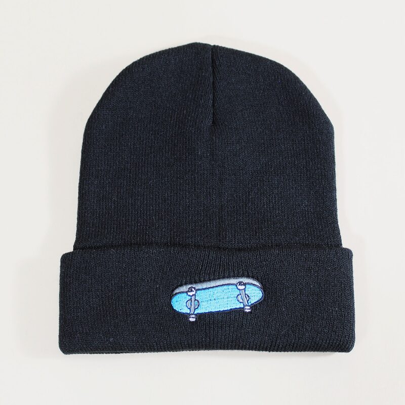 

Cartoon Embroidery Beanie, Black