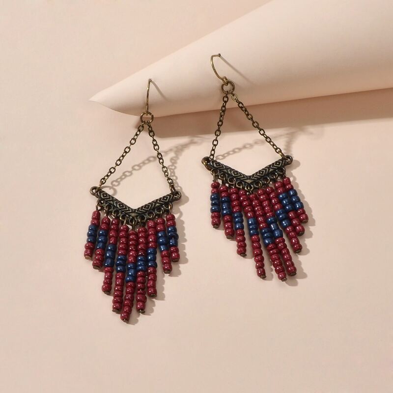 

Bead Tassel Drop Earrings, Multicolor