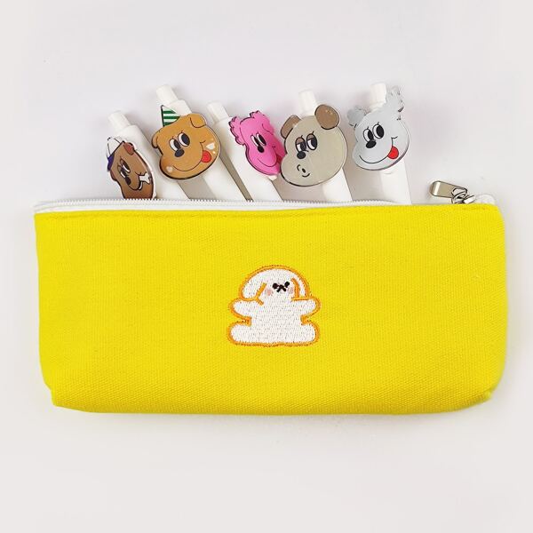 

Cartoon Embroidery Pencil Bag, Yellow