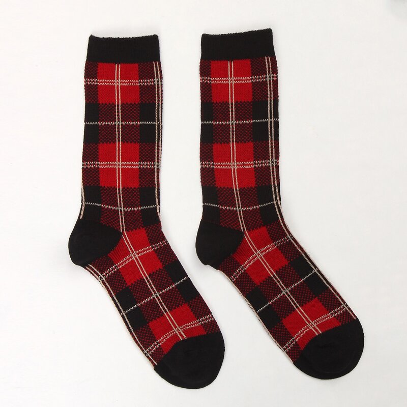 

Plaid Pattern Socks, Red