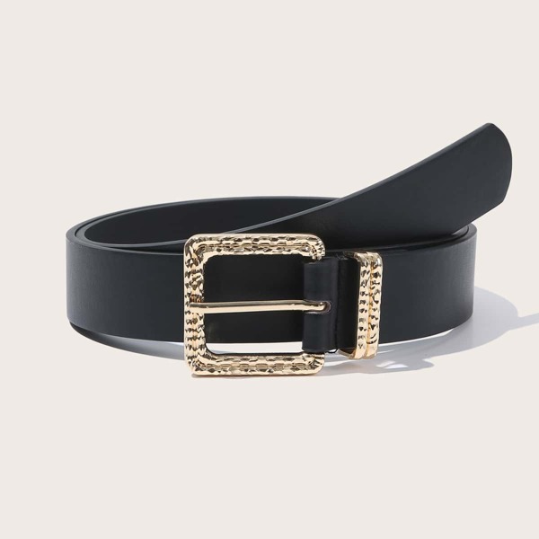 

Textured Metal Buckle Belt, Black