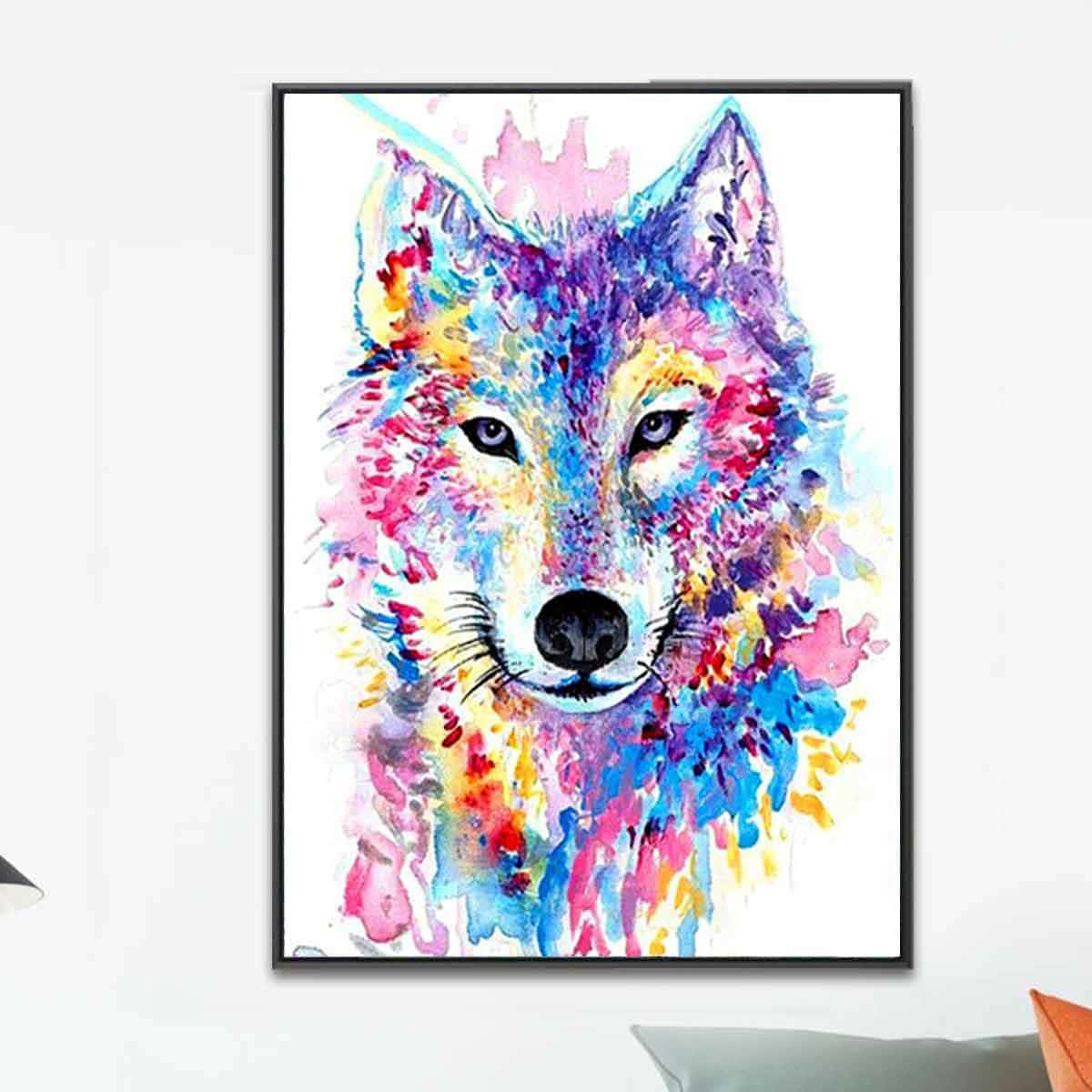 

Wolf Print DIY Diamond Painting Without Frame, Multicolor