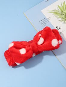 1pc Polka Dot Pattern Bath Headband - Red - View 2
