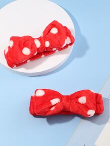 1pc Polka Dot Pattern Bath Headband - Red - View 4