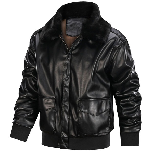 

Men PU Leather Jacket, Black
