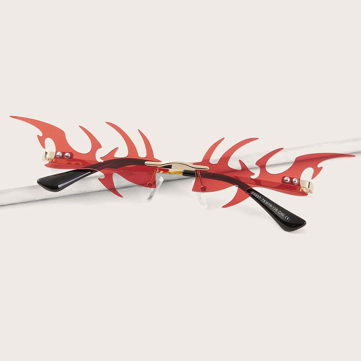 

Tinted Lens Rimless Sunglasses, Red