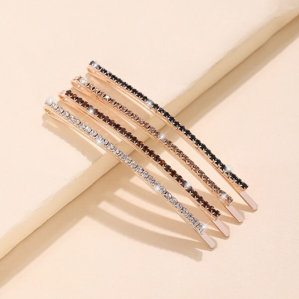 

4pcs Rhinestone Bobby Pin, Multicolor