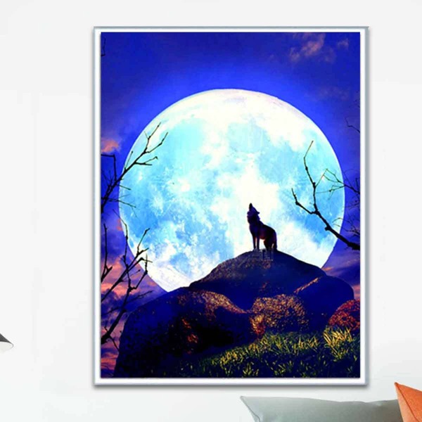 

Wolf Print DIY Diamond Painting Without Frame, Multicolor