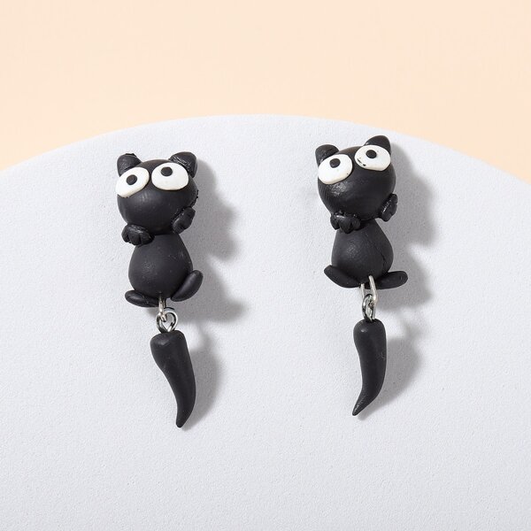 

Animal Decor Drop Earrings, Black