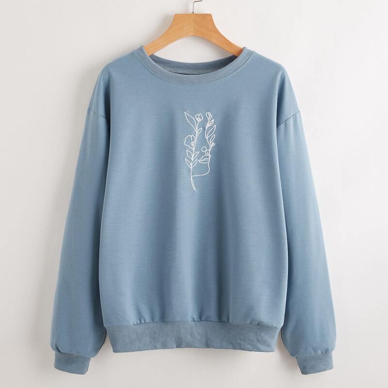 

Graphic Embroidery Sweatshirt, Dusty blue