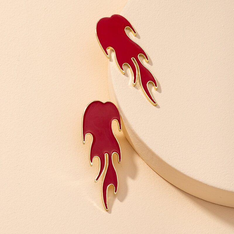 

Flame Design Stud Earrings, Red