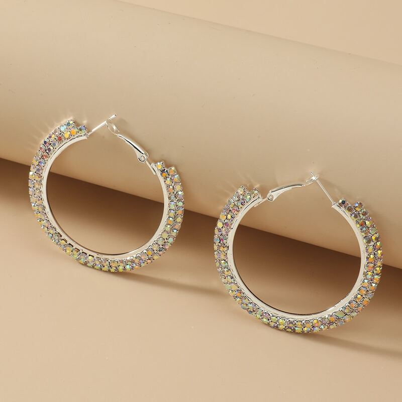 

Rhinestone Decor Hoop Earrings, Multicolor