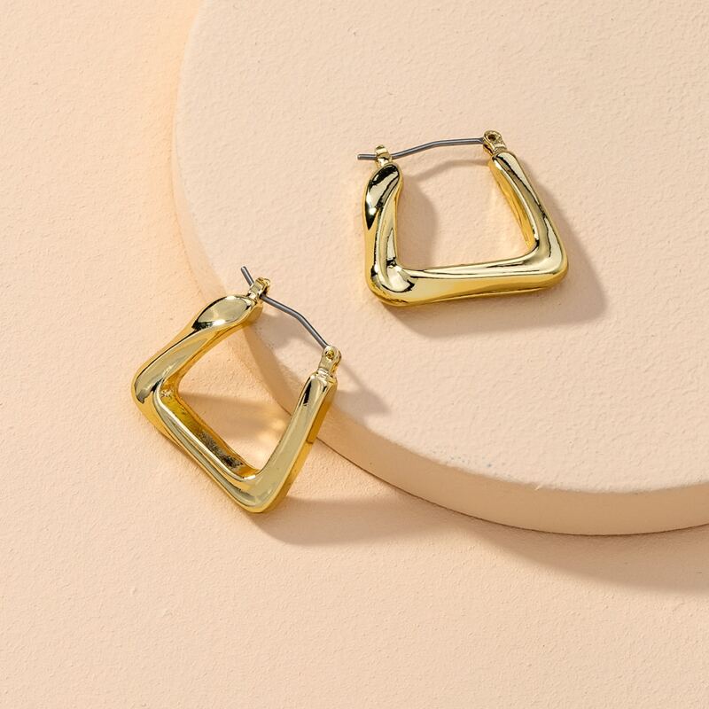 

Geometric Hoop Earrings, Gold
