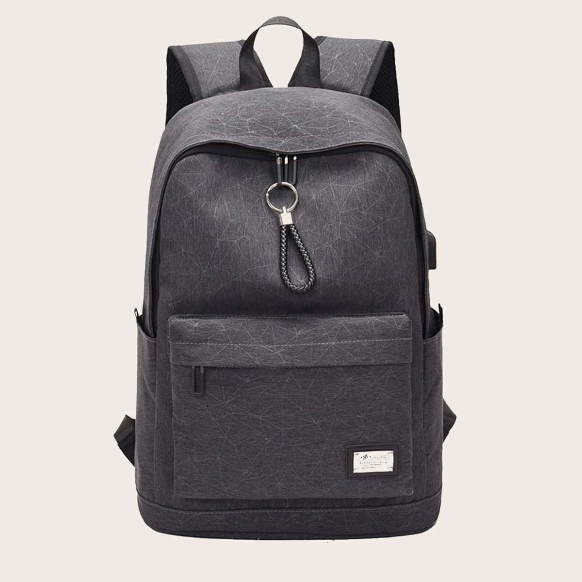 Large Capacity Pocket Front Backpack, Black
