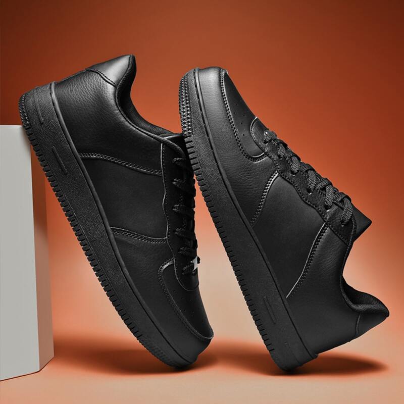 

Lace Up Front Perforated Skate Shoes, Black