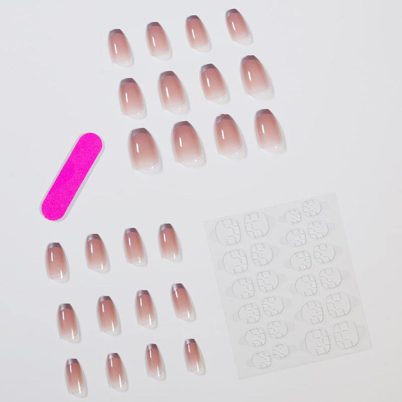 

24pcs Fake Nail & 1sheet Tape & 1pc Nail File, Dusty pink