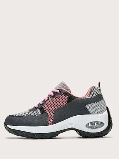 拼色針織氣墊運動鞋