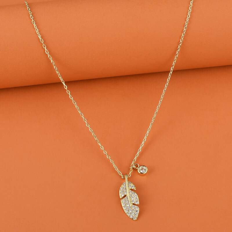 

Rhinestone Charm Necklace, Gold