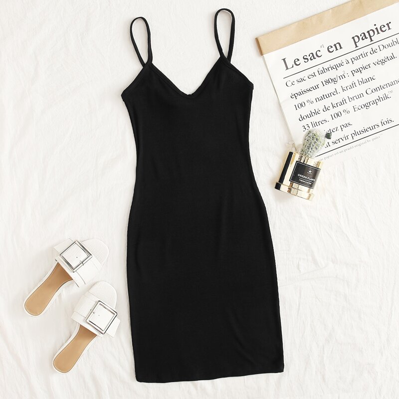 

Solid Cami Dress, Black
