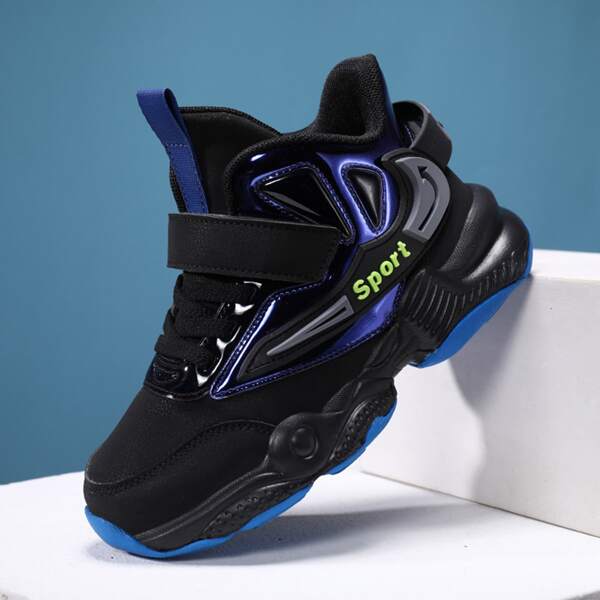 

Boys Colorblock Velcro Strap Sneakers, Black