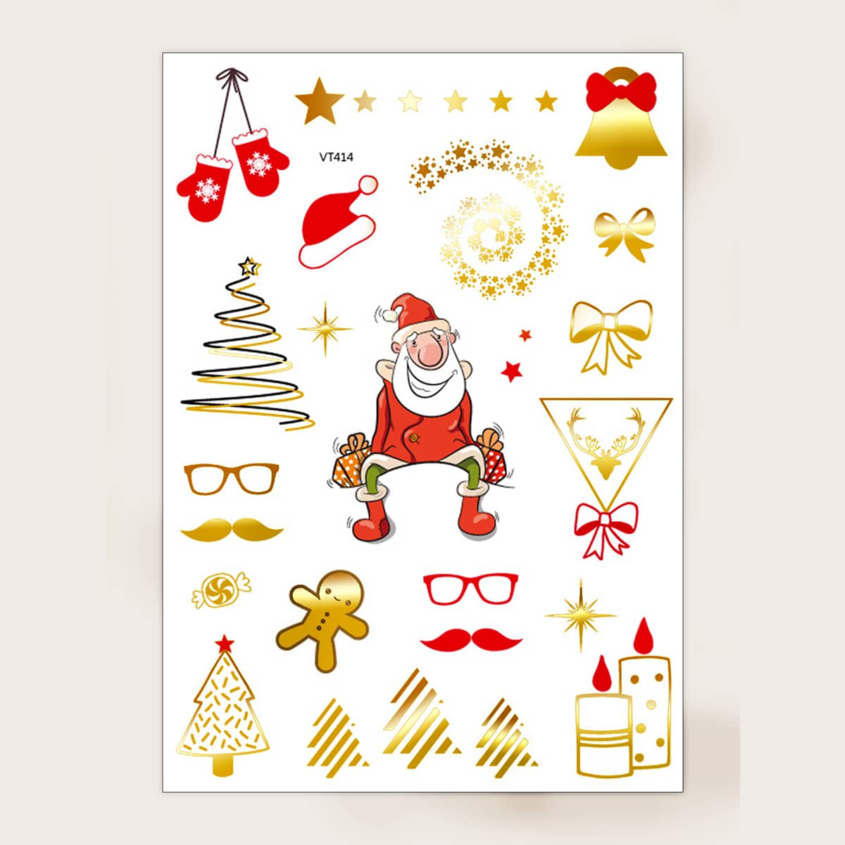 

1sheet Christmas Pattern Tattoo Sticker, Multicolor
