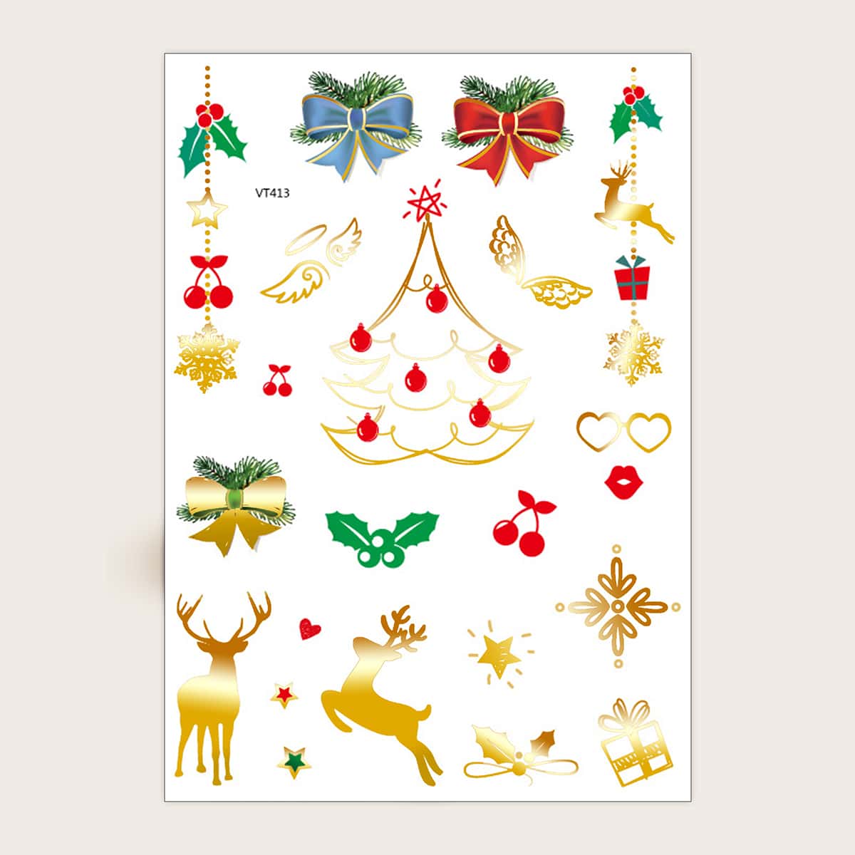 

1sheet Christmas Pattern Tattoo Sticker, Multicolor