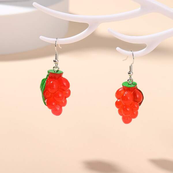 

Fruit Drop Earrings, Red