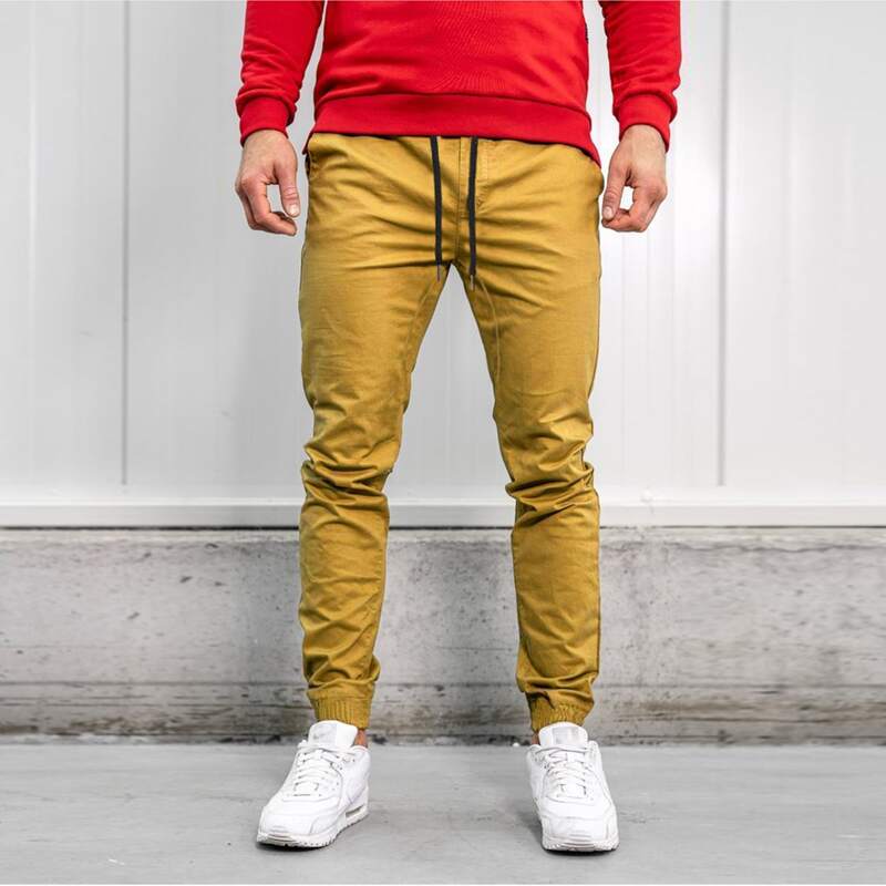 

Guys Solid Tapered Pants, Mustard yellow