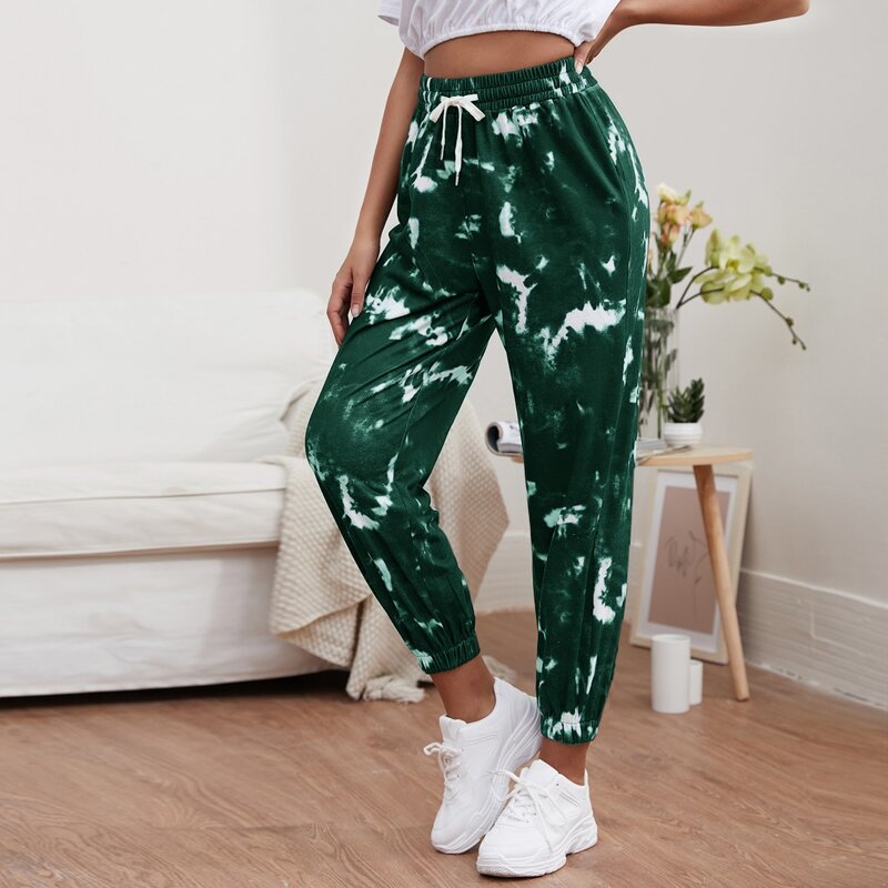 

Tie Dye Drawstring Lounge Sweatpants, Dark green