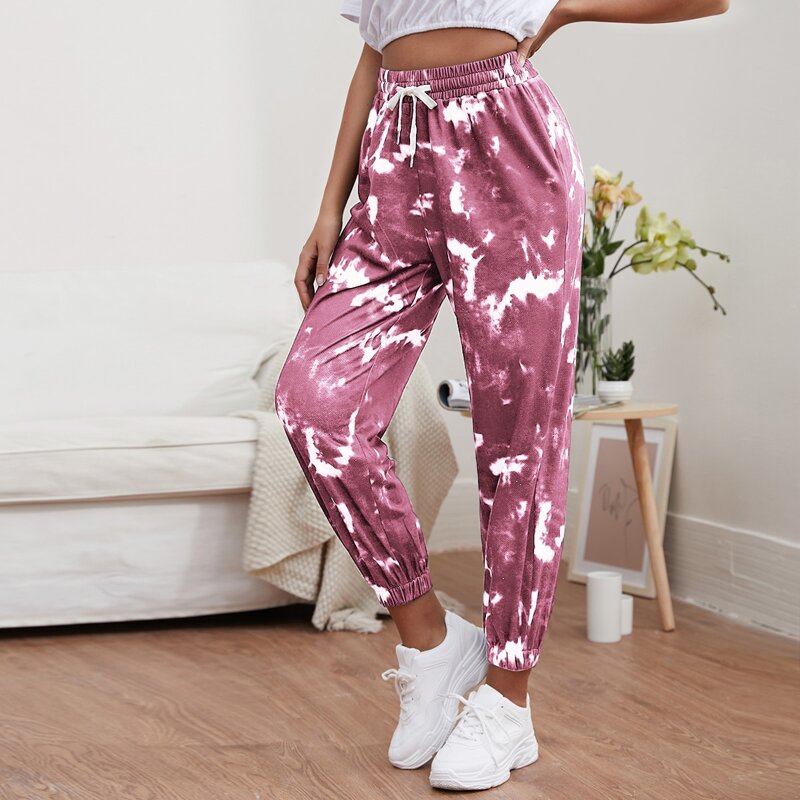 

Tie Dye Drawstring Lounge Sweatpants, Dusty pink