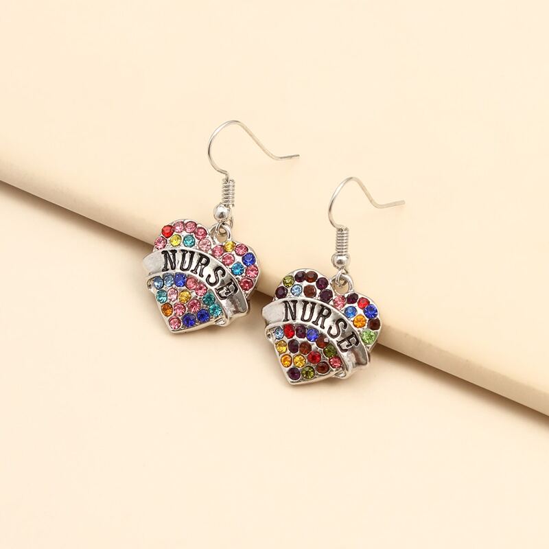 

Rhinestone Heart Drop Earrings, Multicolor