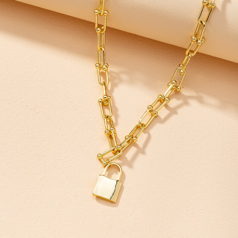 

Lock Charm Necklace, Gold