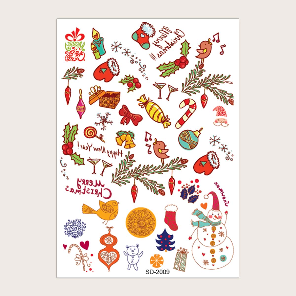 

1sheet Christmas Cartoon Graphic Tattoo Sticker, Multicolor