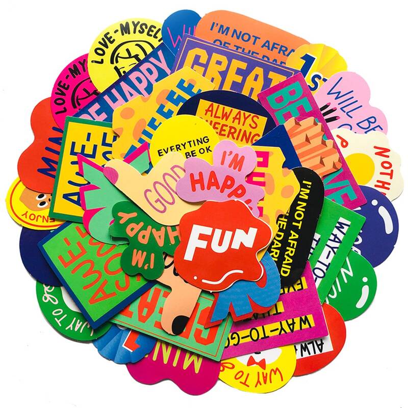 

38pcs Letter Graphic Sticker, Multicolor