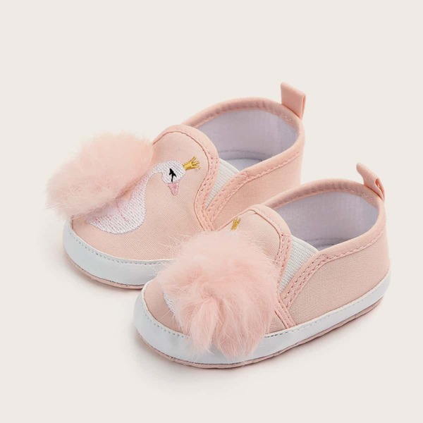 

Baby Girls Cartoon Embroidered Flats, Pink