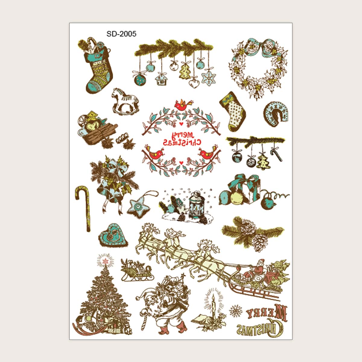 

1sheet Christmas Wreath Tattoo Sticker, Multicolor