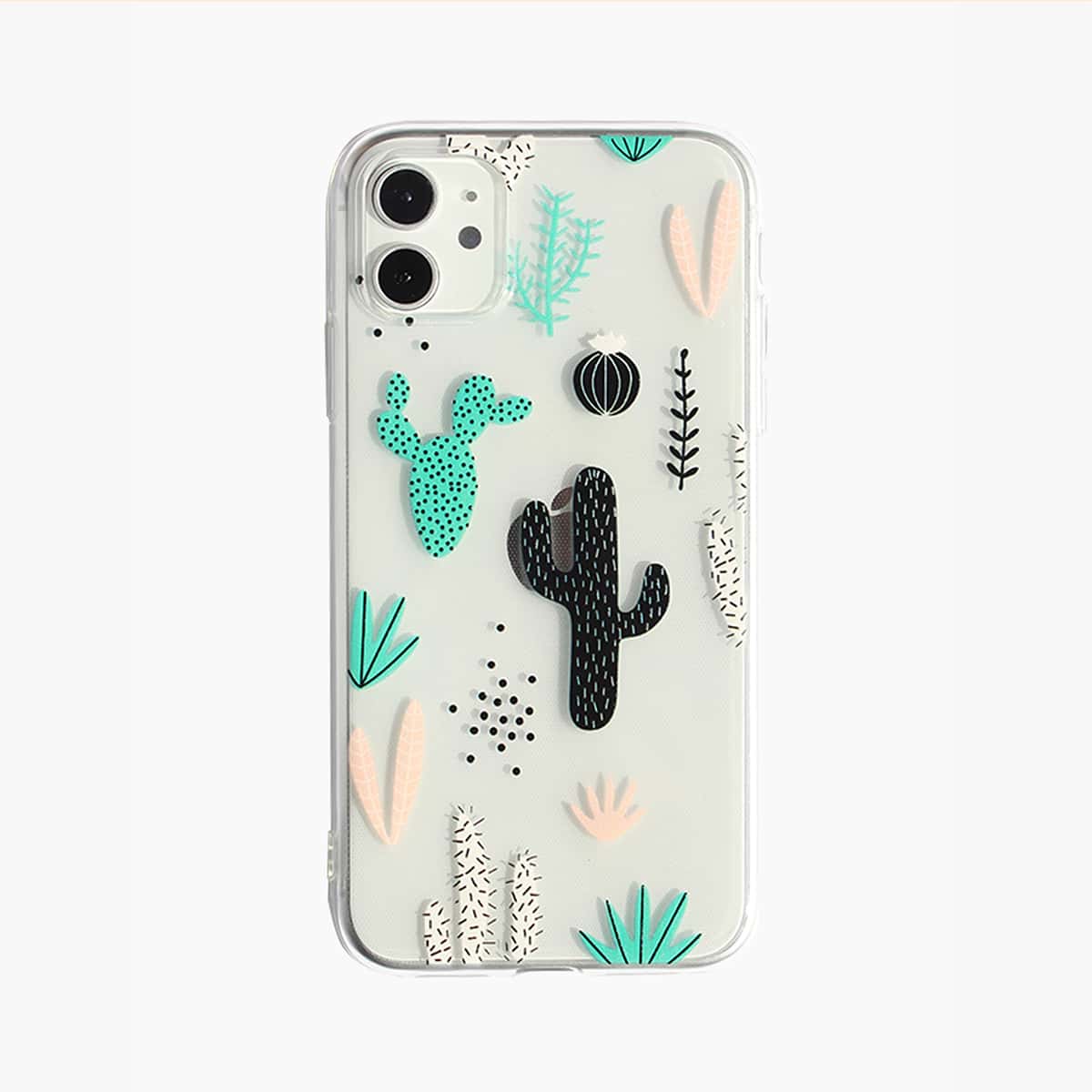 

Cactus Print Clear iPhone Case, Multicolor