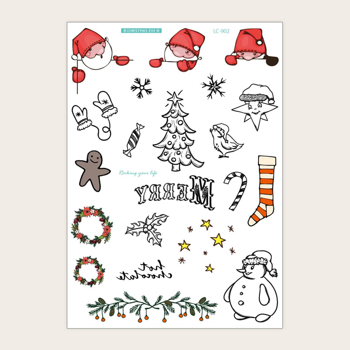 

1sheet Christmas Santa Tattoo Sticker, Multicolor
