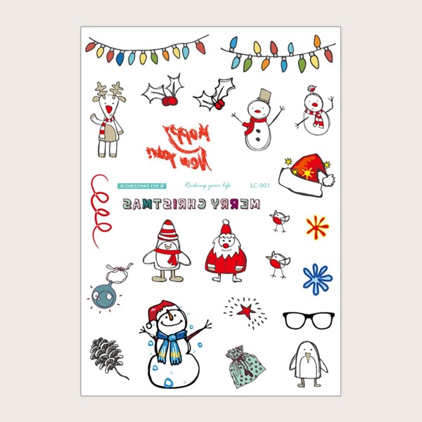 

1sheet Christmas Pattern Tattoo Sticker, Multicolor