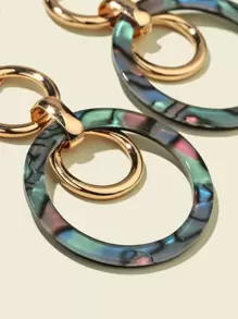 Round Link Drop Earrings - Blue - View 3