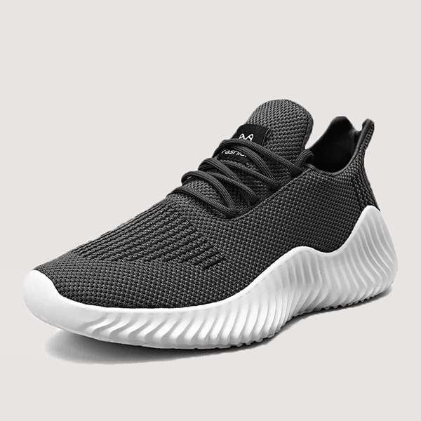 

Men Lace-up Decor Wide Fit Sneakers, Dark grey