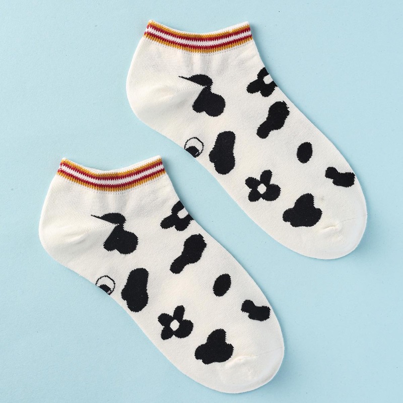 

Cartoon Graphic Ankle Socks, White
