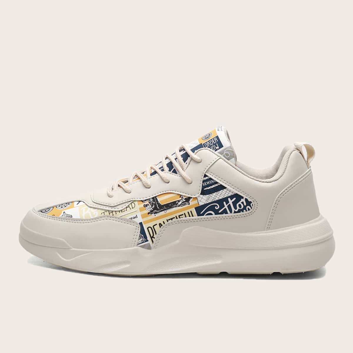

Guys Lace Up Front Skate Shoes, Beige