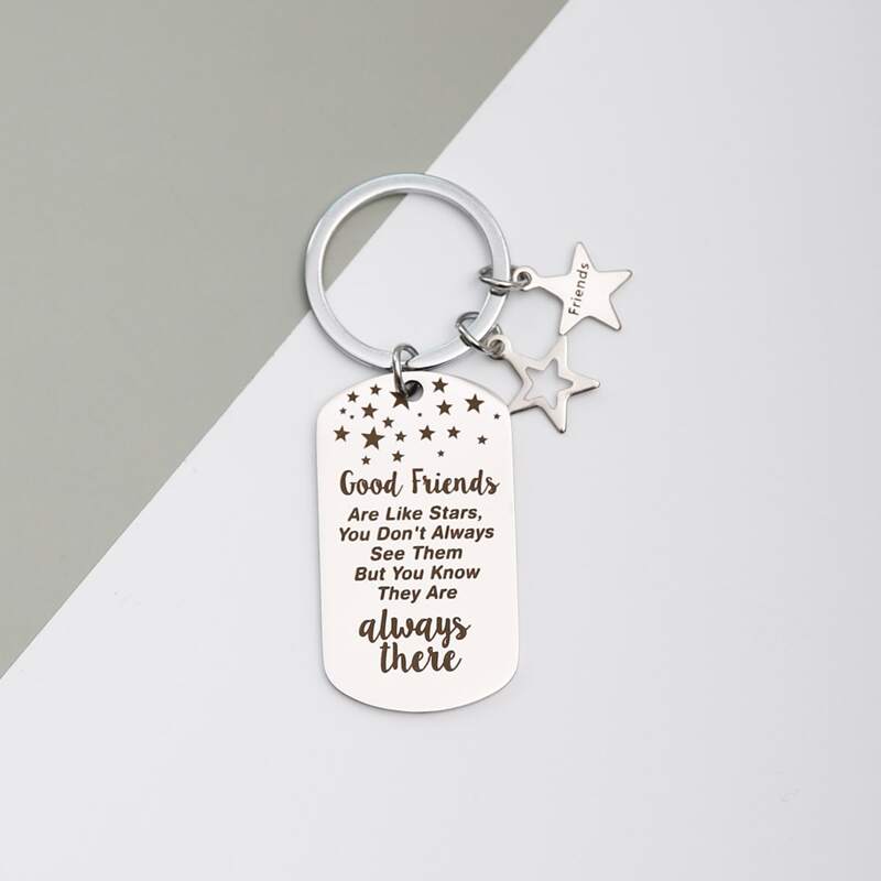 

Slogan Graphic Metal Keychain, Silver