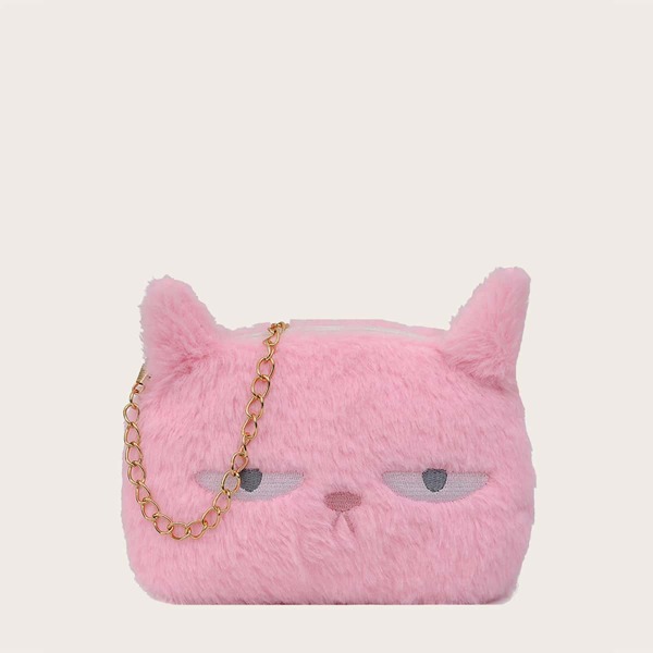 

Girls Cartoon Design Fluffy Crossbody Bag, Pink