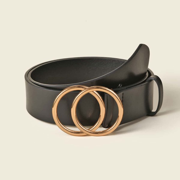 

Men Double O-ring Buckle Belt, Black